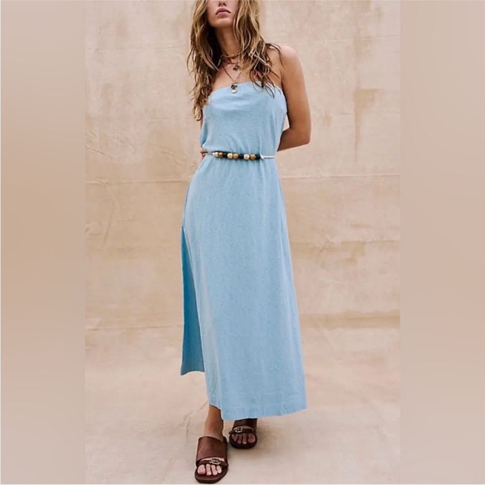Free People Strapless Blue Dress